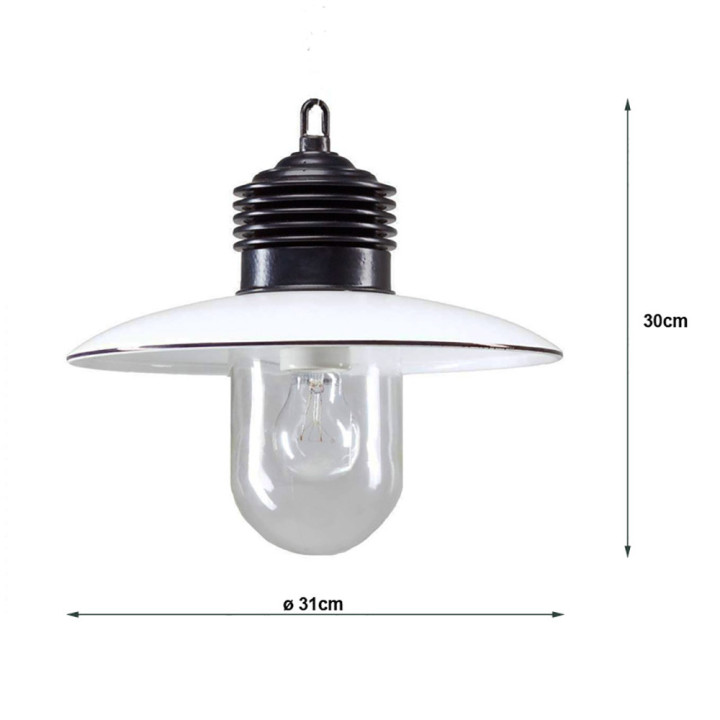 Plafonnier suspension à chaine AMPERE noir et blanc hauteur 32cm