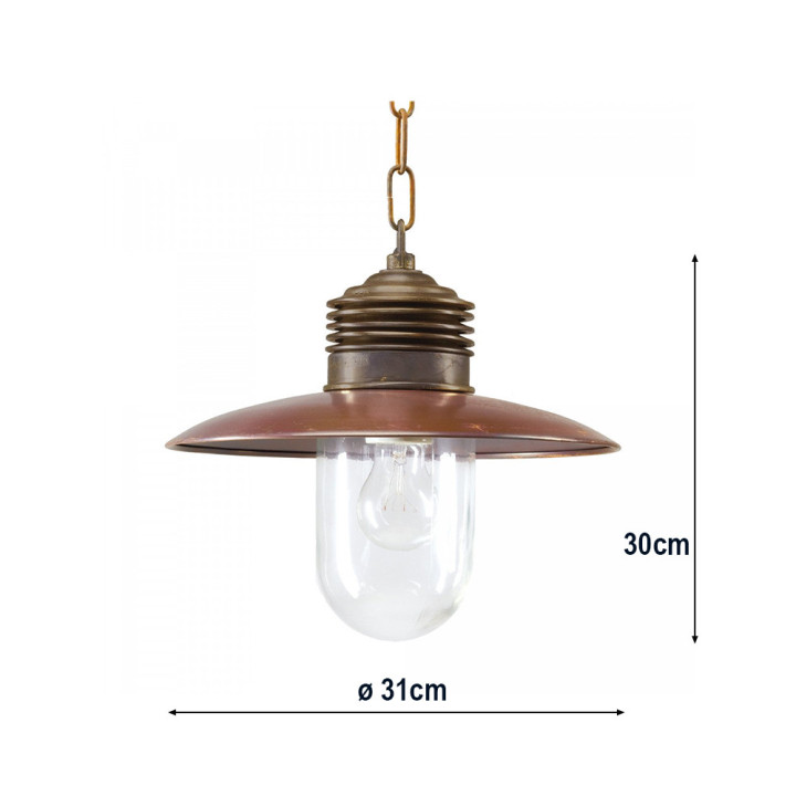 Suspension à chaine en bronze AMPERE htr 30cm diamètre 31cm