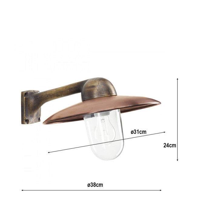 Applique murale d'intérieur FABRIQUE en bronze et cuivre Htr 24cm