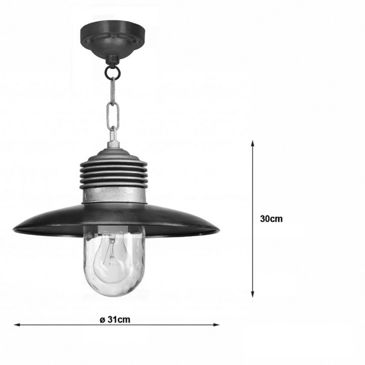 Suspension à chaine alu et couleur AMPERE htr 30cm diamètre 31cm