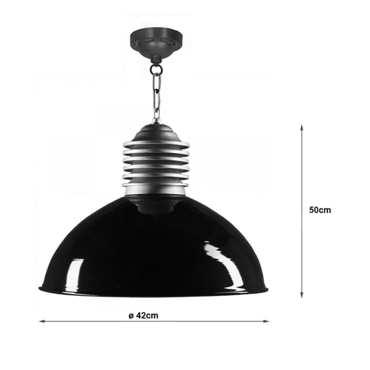 Suspension à chaine alu et couleur OLD INDUSTRY htr 30cm Ø 50cm