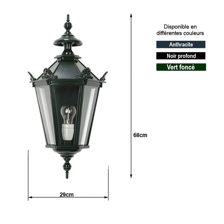 Applique murale OXFORD 10 hexagonale extérieur en alu Htr 63cm
