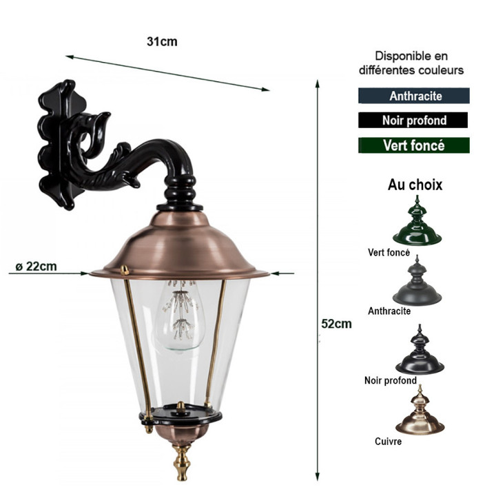 Applique murale SCHARDAM M ronde classique suspendue Htr 52cm