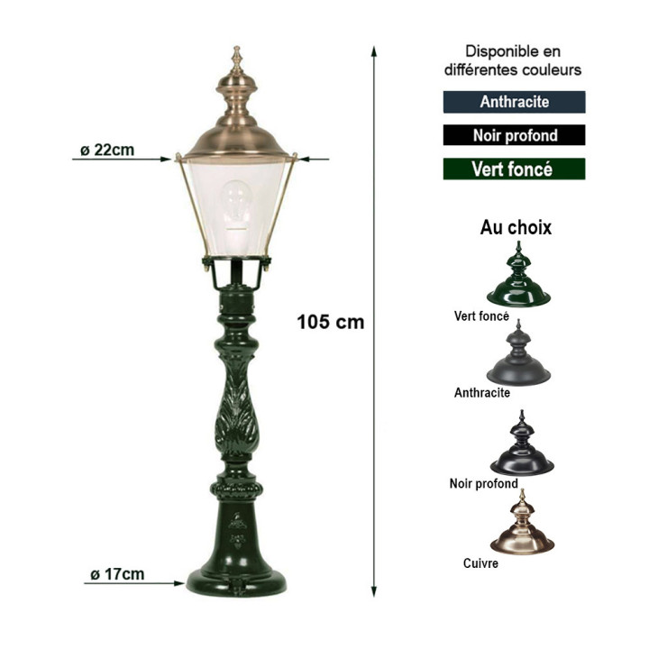 Lampadaire de jardin MEDEMBLIK rond classique sur potelet 90cm