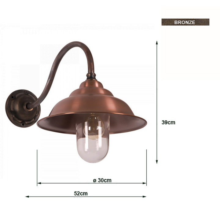 Applique murale SAVOYE L ronde en bronze et cuivre hauteur 39cm