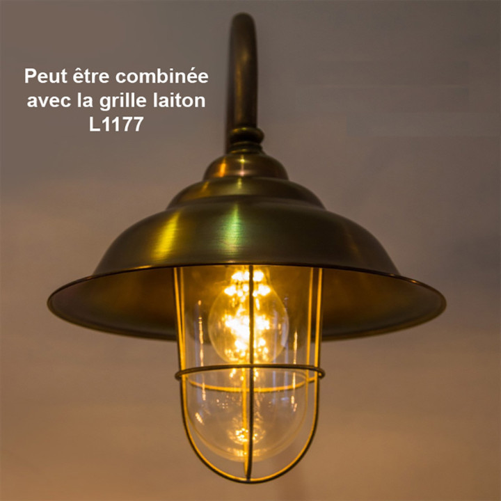 Applique murale SAVOYE L ronde en bronze et cuivre hauteur 39cm
