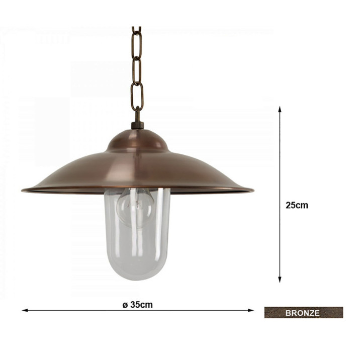Luminaire à chaine VIENNA en bronze et cuivre diametre 25cm