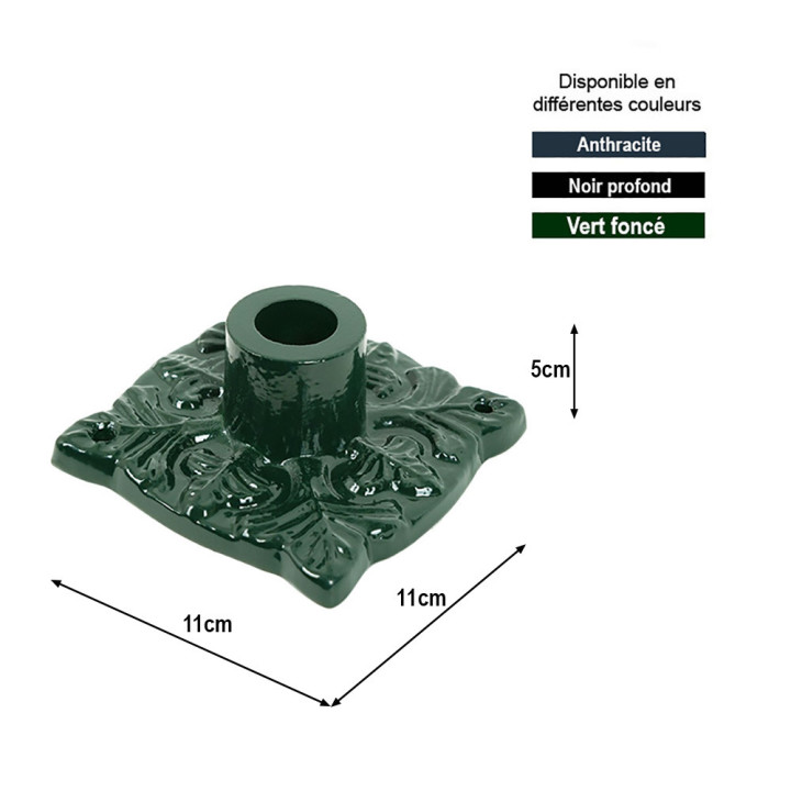 Pied support de lanterne classique en fonte d'aluminium 11x11cm
