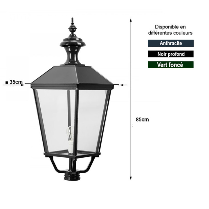 Lanterne carrée classique K5 Hauteur 80cm en aluminium 3 couleurs