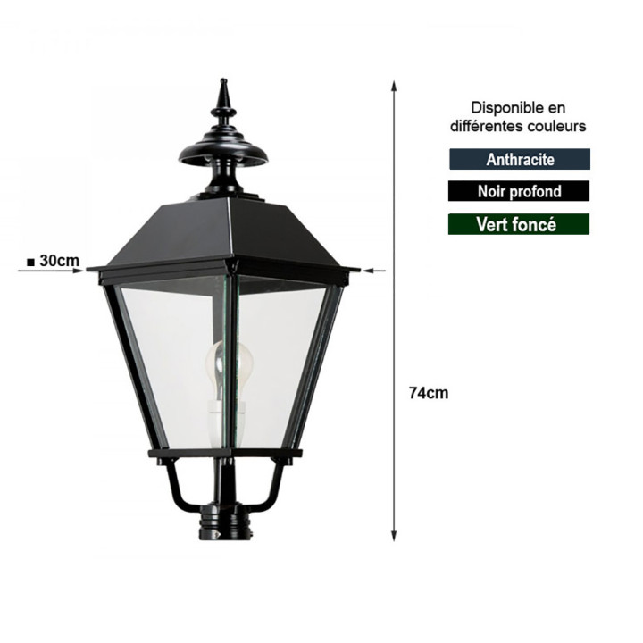 Lanterne carrée classique K6 Hauteur 72cm en aluminium 3 couleurs