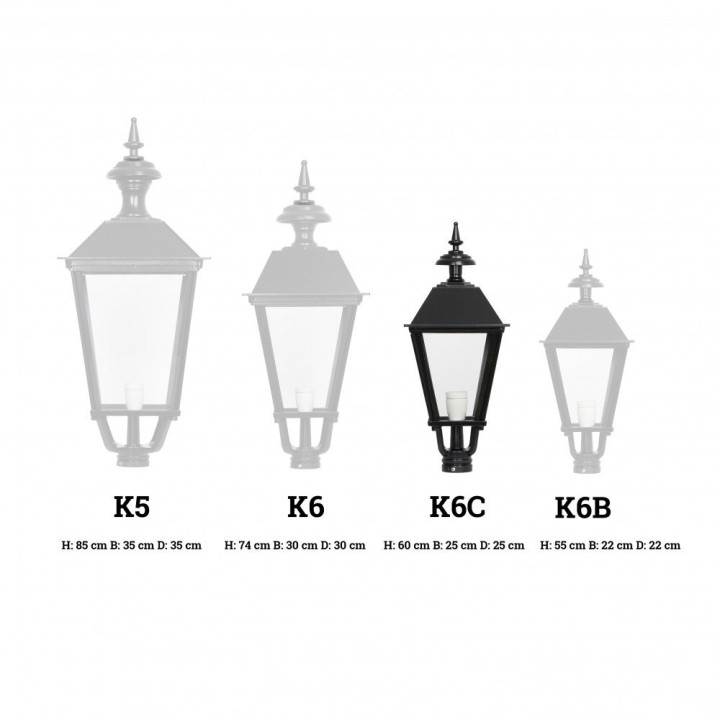 Lanterne carrée classique K6C Hauteur 60cm en aluminium 3 couleurs