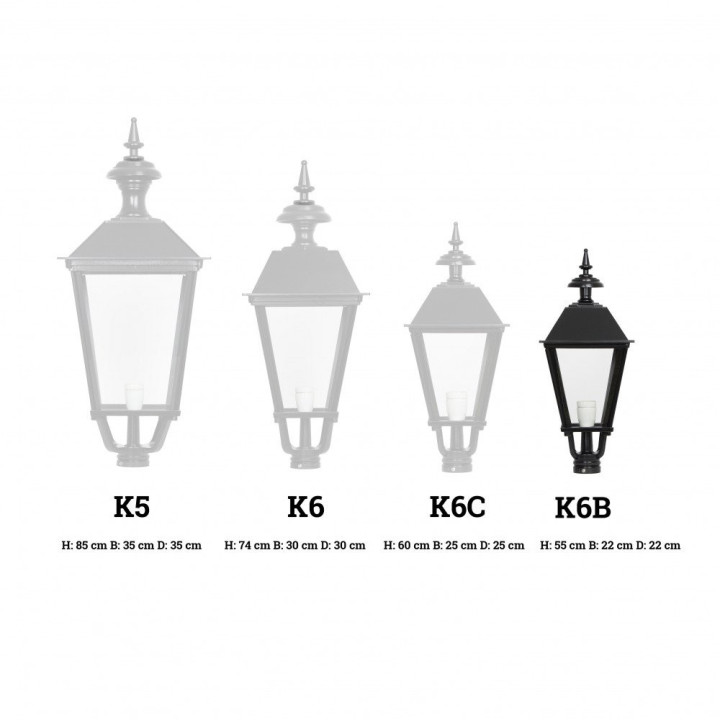 Lanterne carrée classique K6B Hauteur 55cm en aluminium 3 couleurs