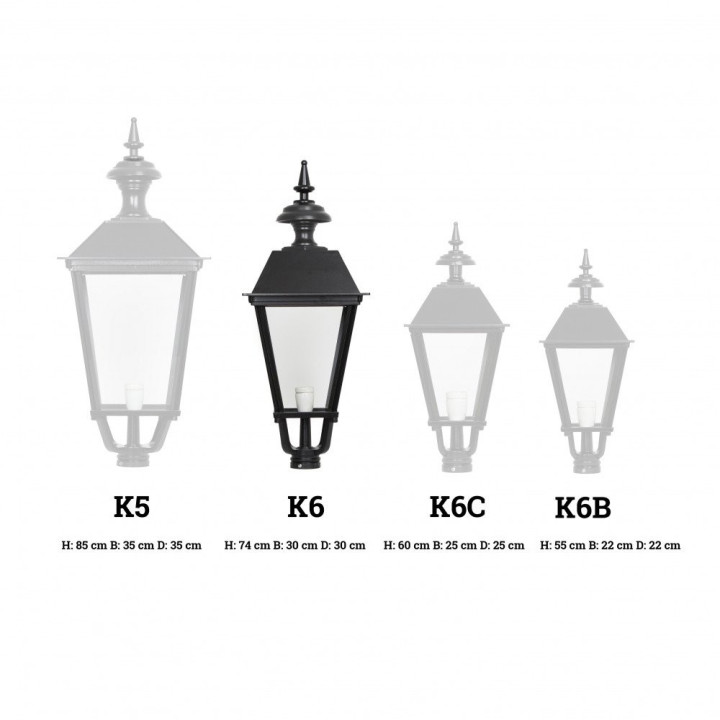 Lanterne carrée classique K6 Hauteur 72cm en aluminium 3 couleurs