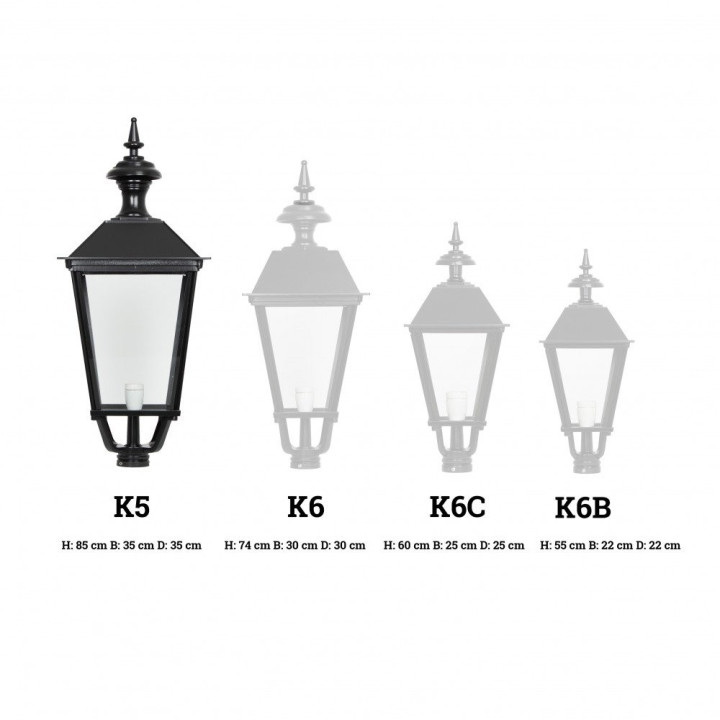 Lanterne carrée classique K5 Hauteur 80cm en aluminium 3 couleurs