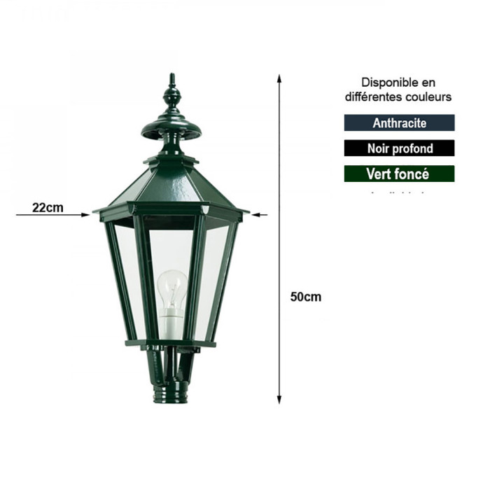 Lanterne hexagonale classique K7C Htr 50cm en fonte d'aluminum