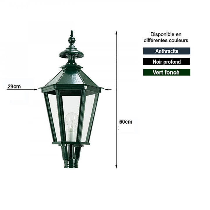 Lanterne hexagonale classique K7B Htr 60cm en fonte d'aluminum
