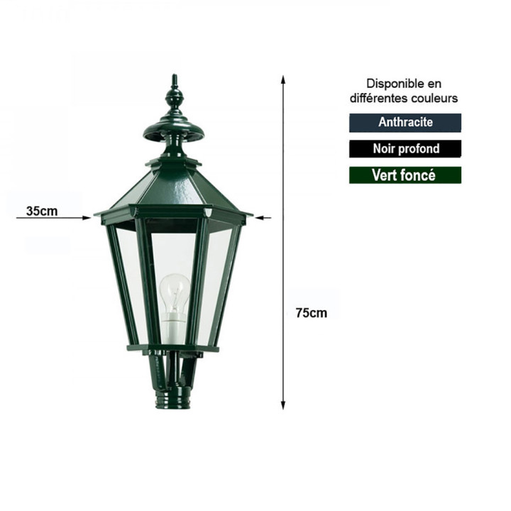 Lanterne hexagonale classique K7A Htr 75cm en fonte d'aluminum