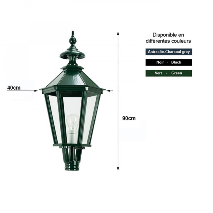 Lanterne hexagonale classique K7 Htr 90cm en fonte d'aluminum