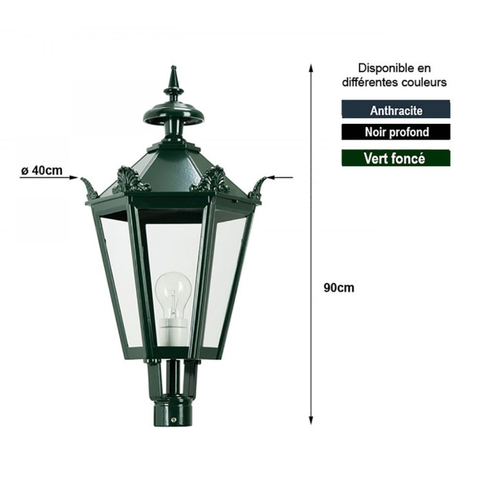 Lanterne hexagonale couronne K7kr Htr 90cm en fonte d'aluminum