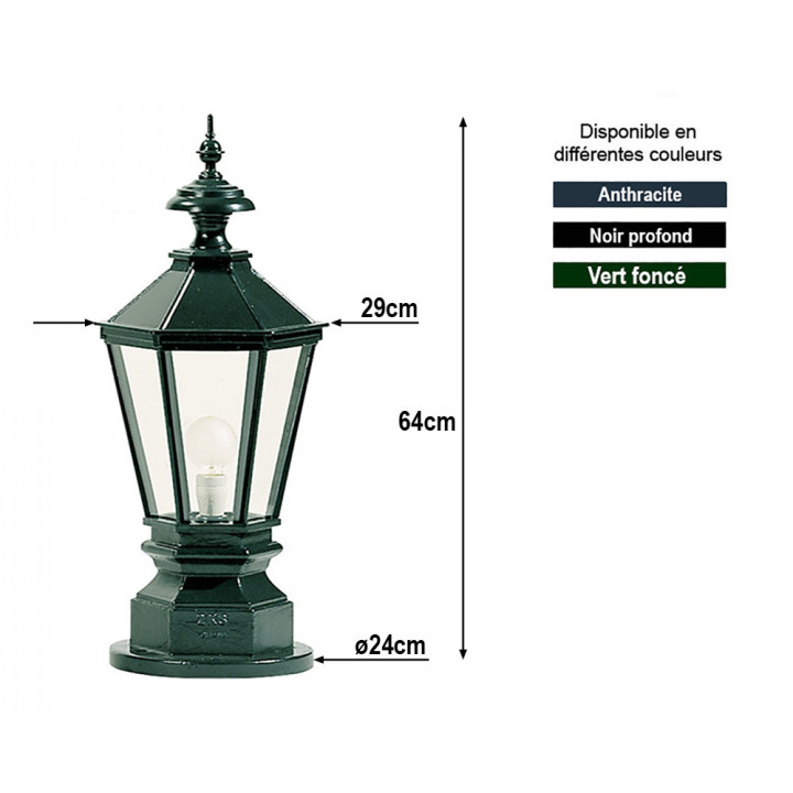 Luminaire de jardin YORK M sur pied en fonte d'aluminium H 64cm