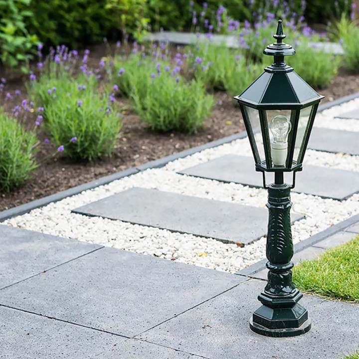 Luminaire EIFEL hexagonal classique monté sur potelet alu H 87cm