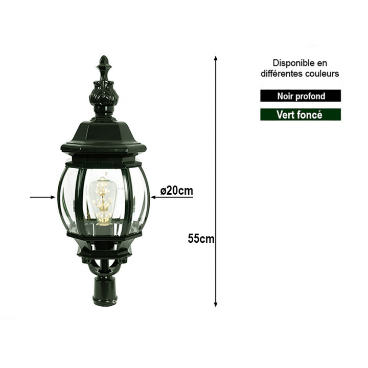 Lanterne semi classique IT2 Hauteur 55cm en aluminium sans pied