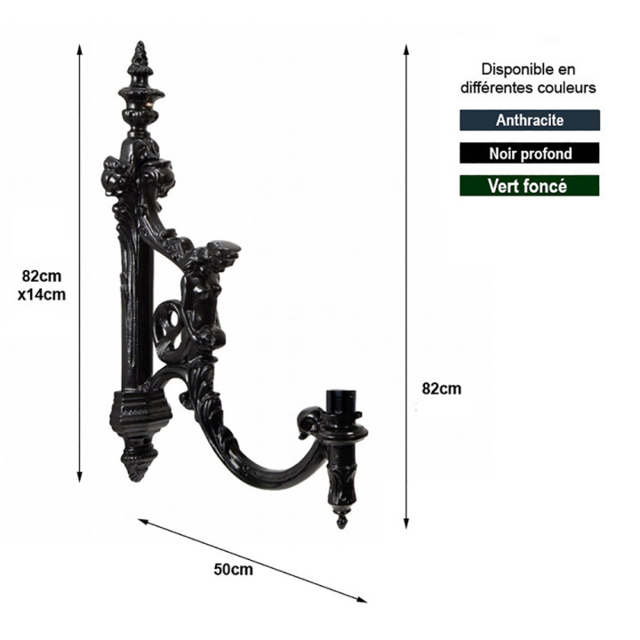 Bras mural, potence CHARLES profondeur 50cm coulé en aluminium