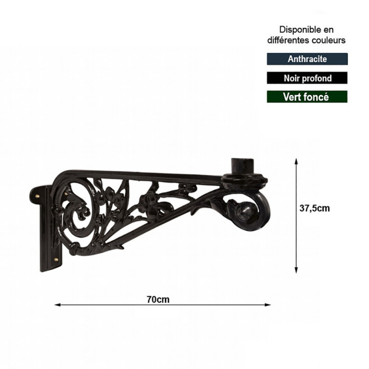 Bras mural, potence GOES profondeur 70cm coulé en aluminium