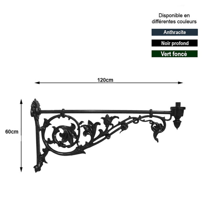 Equerre murale MIDDELBURG profondeur 120cm en aluminium coulé