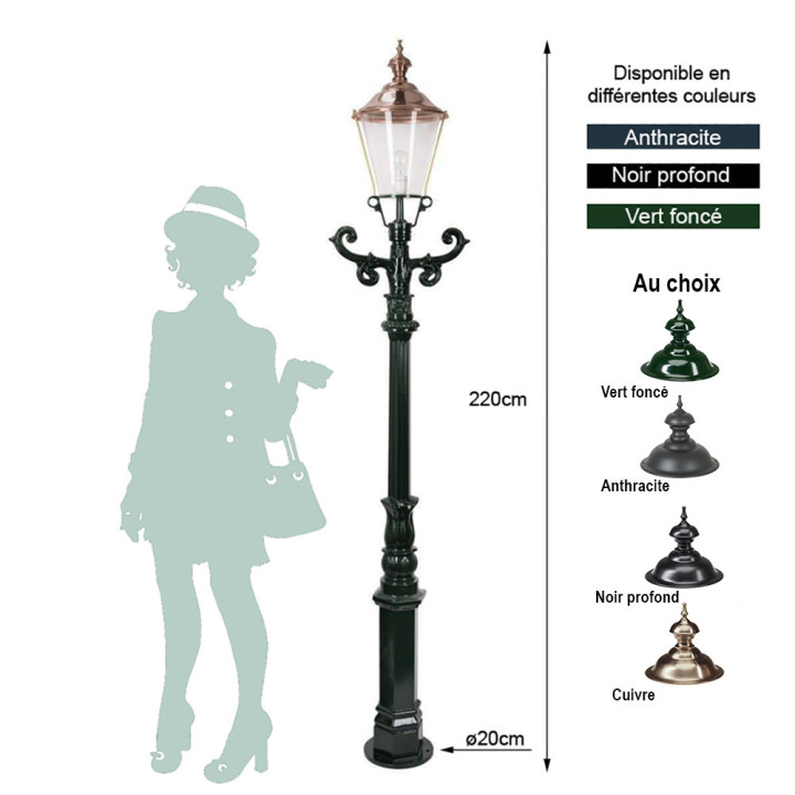 Lampadaire DE ZAAN avec son luminaire rond classique 2,10m
