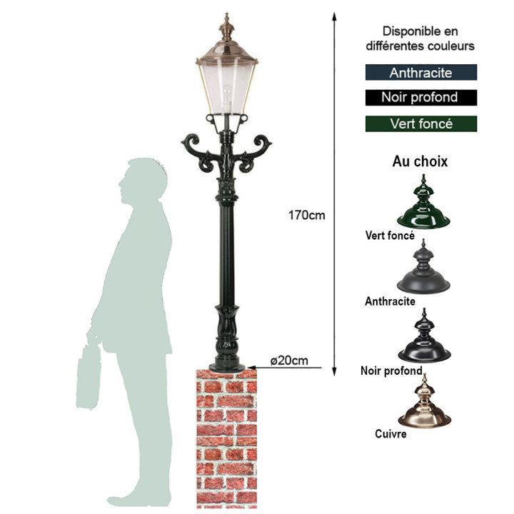 Lampadaire DE BEEMSTER avec son luminaire rond classique 1,70m