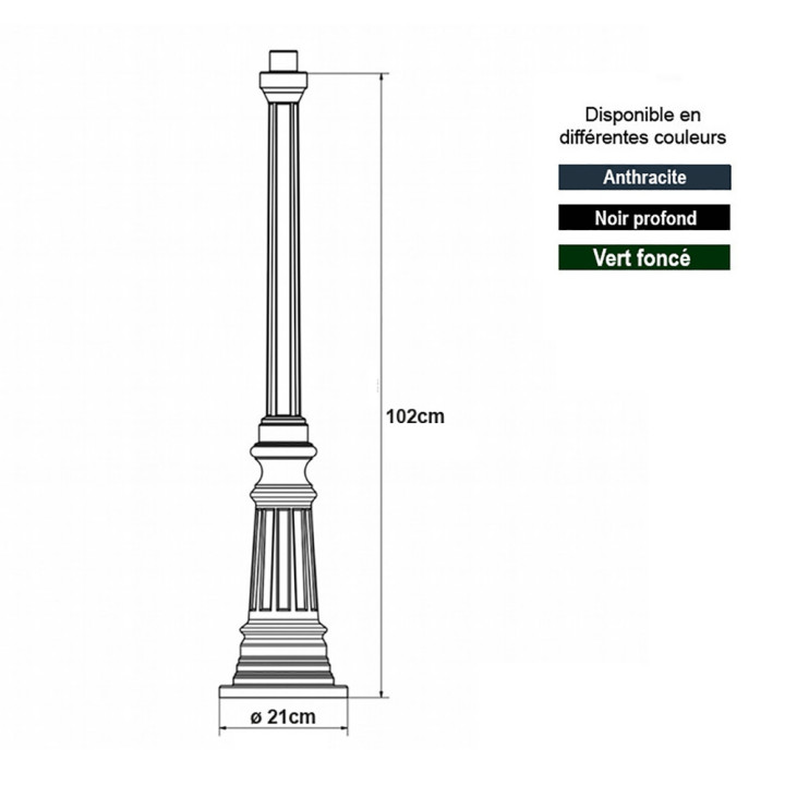 Potelets modèle E86A pour luminaires - H102cm en aluminium coulé