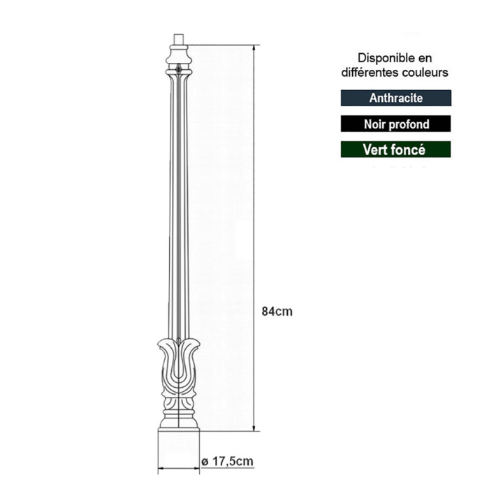 Potelets modèle H9 pour luminaires - H84cm en aluminium coulé