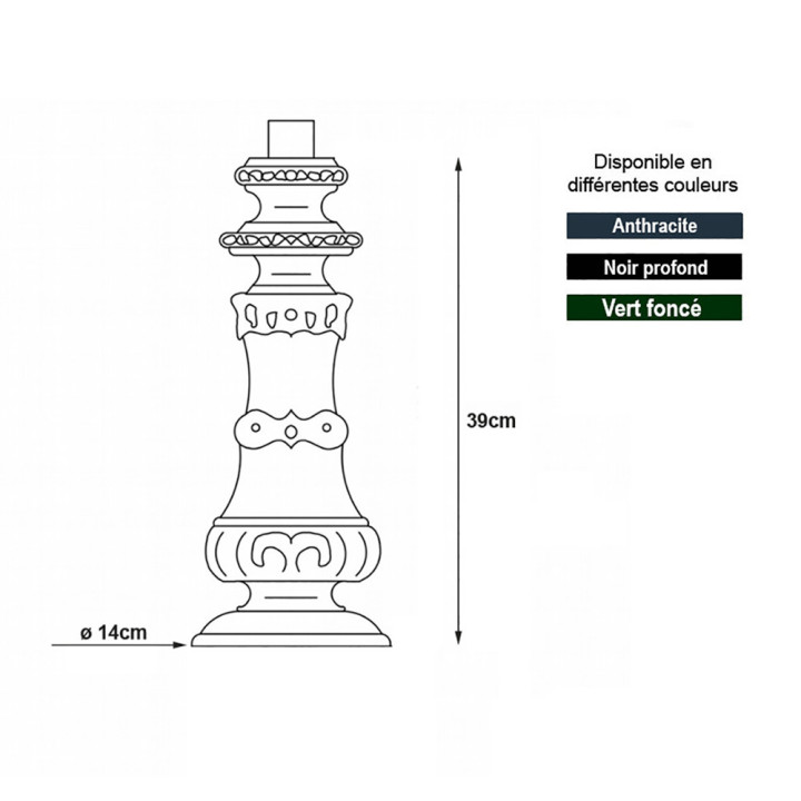 Potelets modèle KS205 pour luminaires - H39m en aluminium coulé
