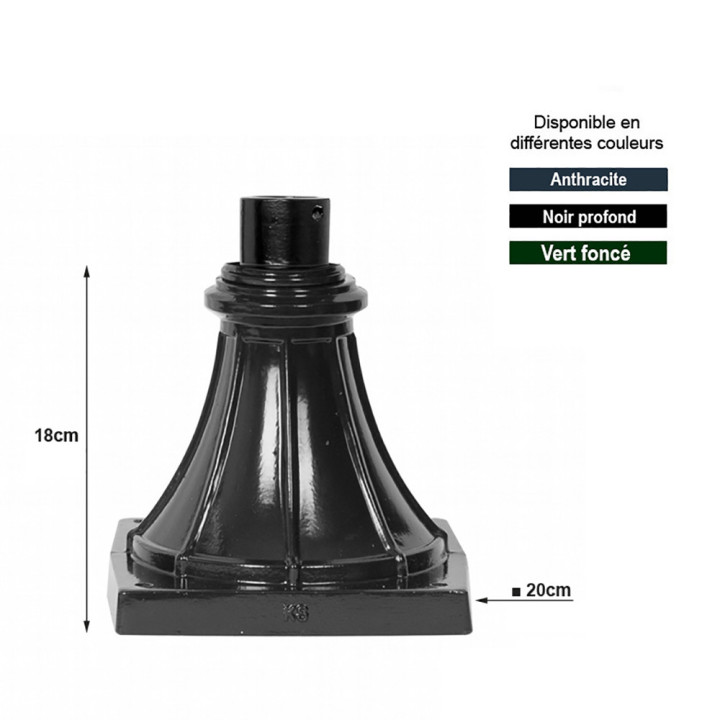 Pied galbé modèle MADRID pour lanternes H18cm en aluminium