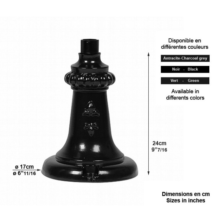 Potelet TOULON TB pour lanternes standards H24cm en aluminium