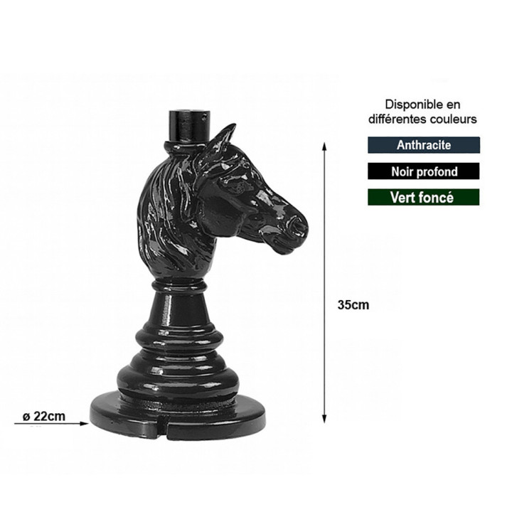 Potelet tête de cheval en aluminium H35cm pour lanternes standard