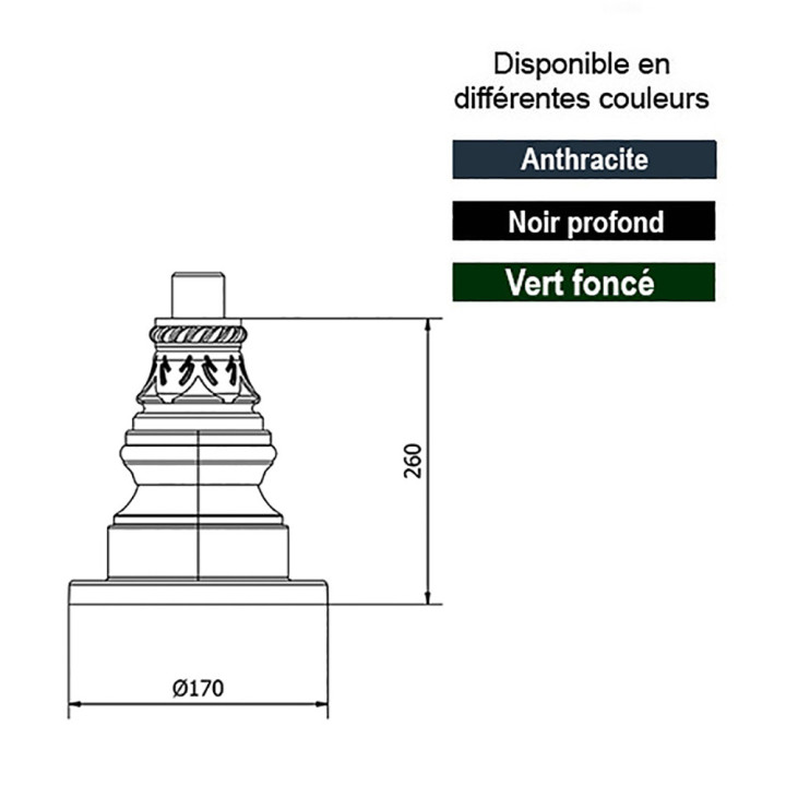 Pieds en aluminium KS5B pour lanternes standards hauteur 26cm