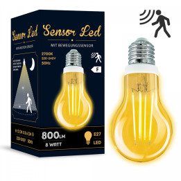 Ampoules détecteur mouvement LED E27 3 à 8 watt, 350 à 800 lumen