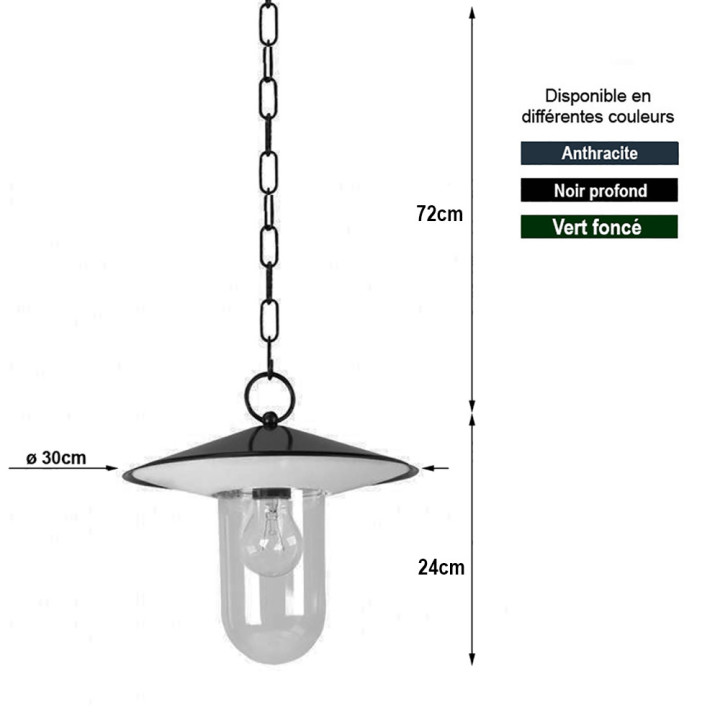 suspension plafonnier LOUVRE avec chaine Hauteur 30cm, ø30cm