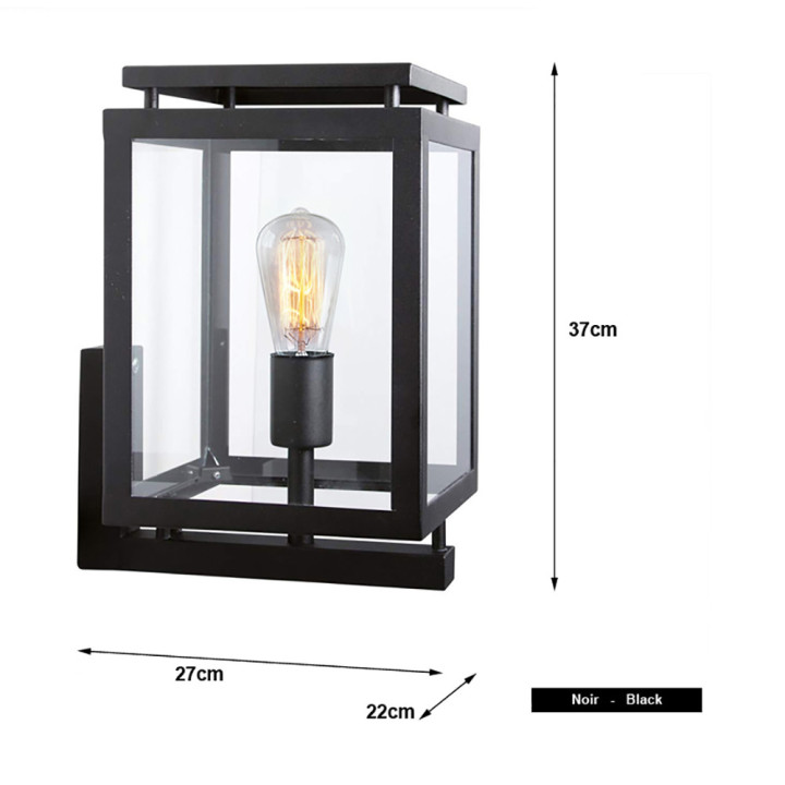 Applique luminaire DE VECHT mural cubique acier inoxydable noir