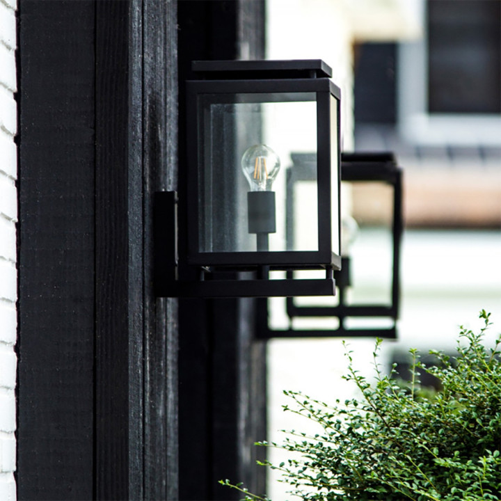 Applique luminaire DE VECHT mural cubique acier inoxydable noir