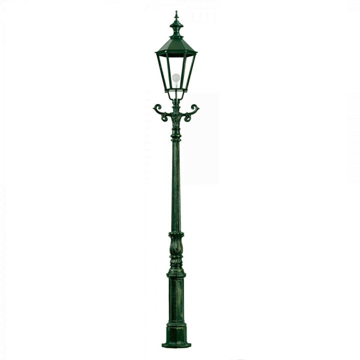 Lampadaire SCHIEDAM avec luminaire hexagonal et poteau alu3,55m