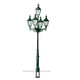 Réverbère LONDON 5 lanternes hexagonales sur poteau 4,75cm