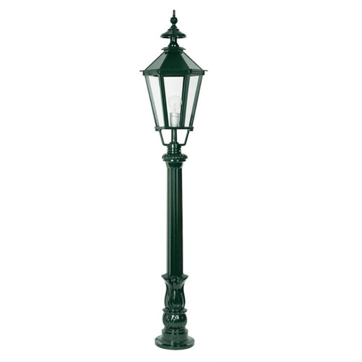 Lampadaire DE WAARD avec luminaire hexagonal et poteau alu 1,50m