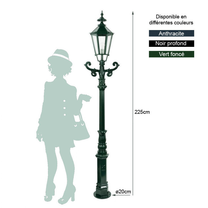 Lampadaire DE KENNEVER lampe hexagonale, support, poteau 2,25m