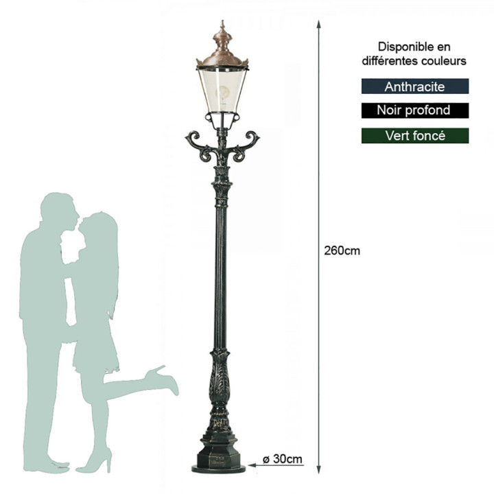 Lampadaire HAMBOURG avec son luminaire rond classique 2,60m