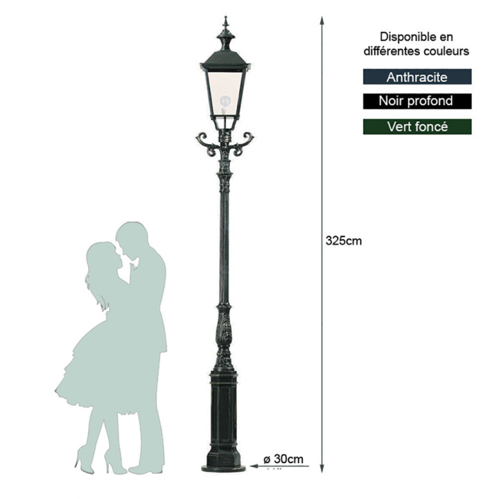 Lampadaire WENEN lampe carré, support d'échelle et poteau 3,25m