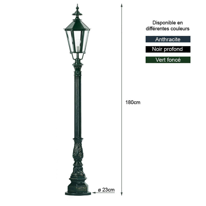 Lanterne HEIDELBERG lampe hexagonale classique et poteau 2,05m