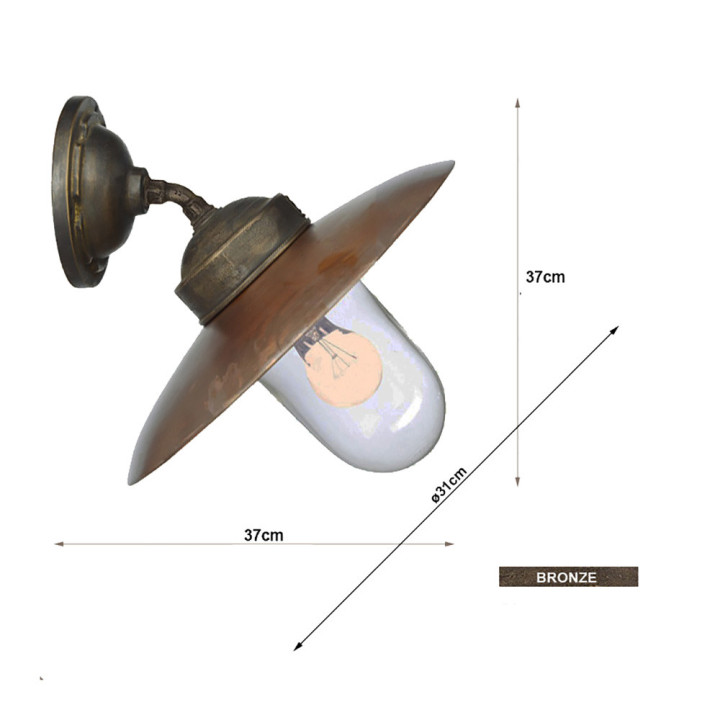 Luminaire mural incliné modèle LANDES cuivre/bronze  Htr 37cm